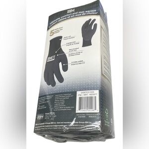 BBH Black Winter Work Gloves 3/4 Latex Foam Coating Large 5 Pairs